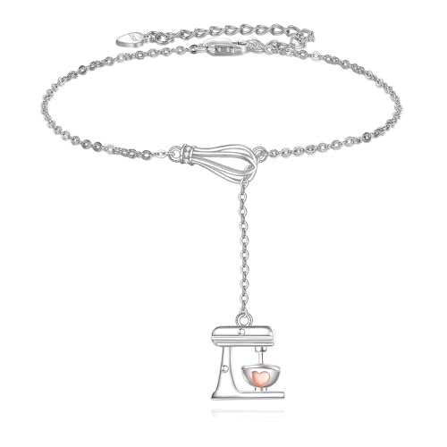 JERWLI Geschenke für Bäcker Sterlingsilber-Y-Kettenarmband – Bäckerschmuck für Bäcker und Backliebhaber von JERWLI