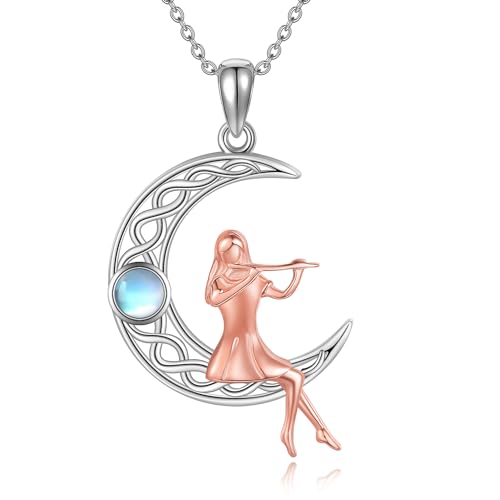 JERWLI Flöte Halskette Sterling Silber Flöte Schmuck Musik Geschenke für Frauen Flöte Liebhaber(Flötenkette) von JERWLI