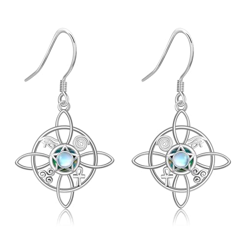JERWLI Hexen Knoten Ohrringe 925 Sterling Silber Hexen Knoten Dangle Ohrringe Magischer Knoten Keltische Wicca Pagan Schmuck Geschenke für Frauen Mädchen von JERWLI