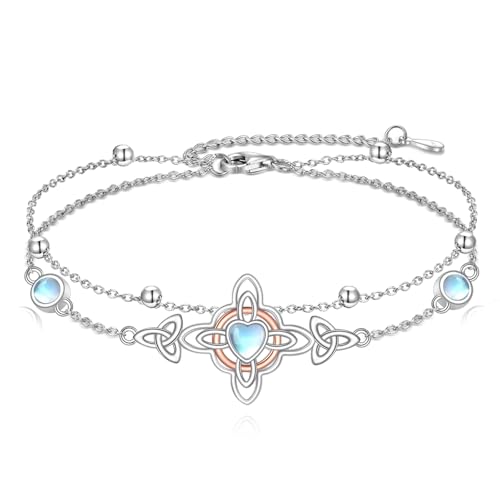 JERWLI Hexen knoten Keltischer Knoten Armband 925 Sterling Silber Nudo de Bruja Plata Mondstein Armband Hexen Geschenke Wicca Schmuck für Frauen Damen Mütter von JERWLI