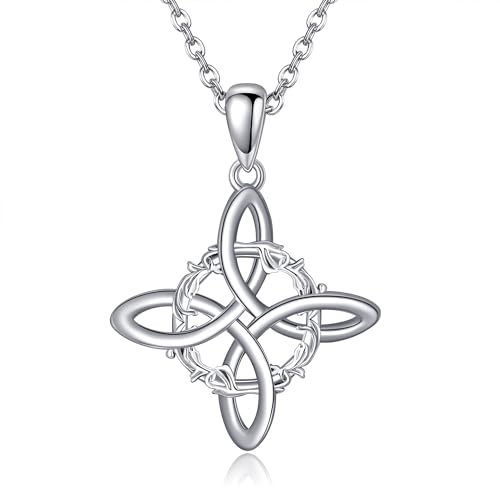 JERWLI Hexenknoten Nudo De Bruja Halskette 925 Sterling Silber Hexenknoten Kette Anhänger Schmuck Geschenke für Frauen Mädchen von JERWLI
