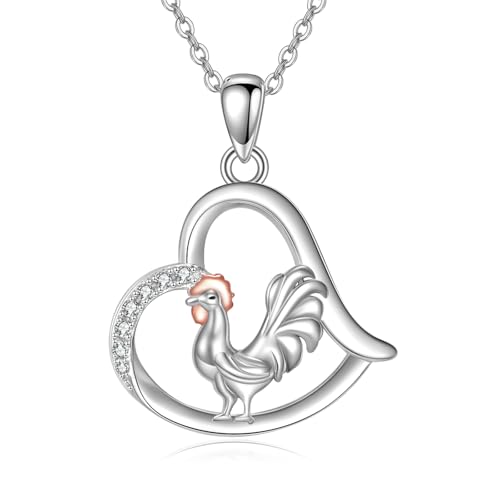 JERWLI Hühnerkette 925er Sterlingsilber, Hühneranhänger Schmuck Geschenk für Frauen und Mütter JERWLI Hühnerkette 925er Sterlingsilber, Hühneranhänger Schmuck Geschenk für Frauen und Mütter von JERWLI