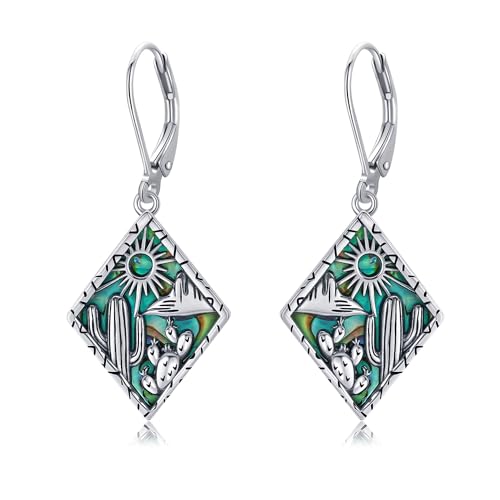 JERWLI Kaktus-Ohrringe für Damen, 925er Sterlingsilber, Türkis, Western-Ohrhänger, Kaktus-Schmuck, Geschenk für Frauen, Mütter und Geliebte JERWLI Kaktus-Ohrringe für Damen, 925er Sterlingsilber, Türkis, Western-Ohrhänger, Kaktus-Schmuck, Geschenk für Frauen, Mütter und Geliebte von JERWLI