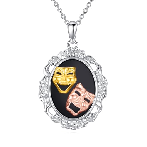 Komödie Tragödie Masken Halskette S925 Sterling Silber Phantom der Oper Halskette Theater Gesicht Schmuck Drama Geschenke für Damen Frauen Theater liebhaberinnen Komödie Tragödie Masken Halskette S925 Sterling Silber Phantom der Oper Halskette Theater Gesicht Schmuck Drama Geschenke für Damen Frauen Theater liebhaberinnen von JERWLI