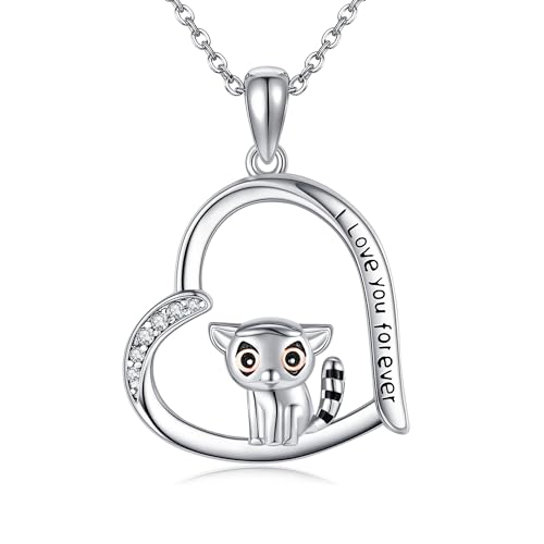 JERWLI Lemur Halskette 925 Sterling Silber Lemur Anhänger Halskette Lemur Schmuck Geschenke für Frauen Mädchen von JERWLI