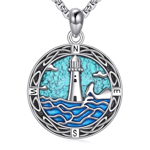 JERWLI Leuchtturm-Halskette aus 925 Sterling Silber, Leuchtturm-Anhänger, Schmuckgeschenk für Frauen. von JERWLI
