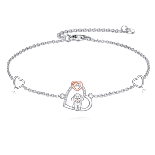JERWLI Malteser Geschenk 925 Sterling Silber Maltese Hund Armband Muster Niedlicher Hund Schmuck Geschenke für Damen Frauen Liebhaberinnen JERWLI Malteser Geschenk 925 Sterling Silber Maltese Hund Armband Muster Niedlicher Hund Schmuck Geschenke für Damen Frauen Liebhaberinnen von JERWLI