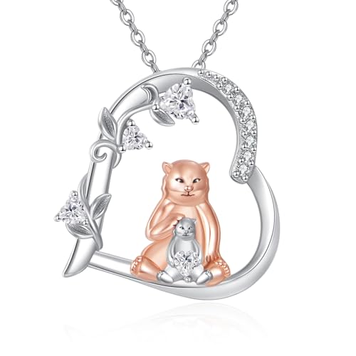 JERWLI Mama Bär Halskette 925er Sterlingsilber Herz Eisbär Anhänger Muttertagsgeschenk für Frauen und Mütter von JERWLI