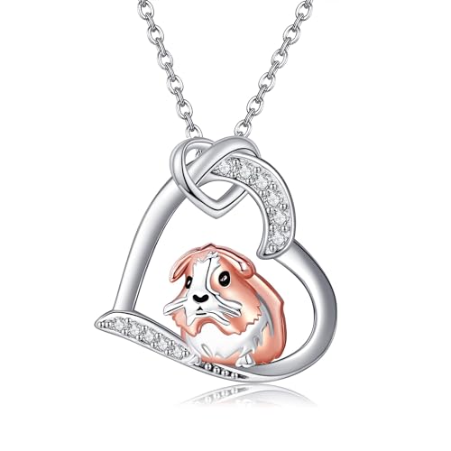 JERWLI Meerschweinchen Halskette 925 Sterling Silber Meerschweinchen Kette Anhänger Schmuck Geschenke für Frauen Mädchen von JERWLI
