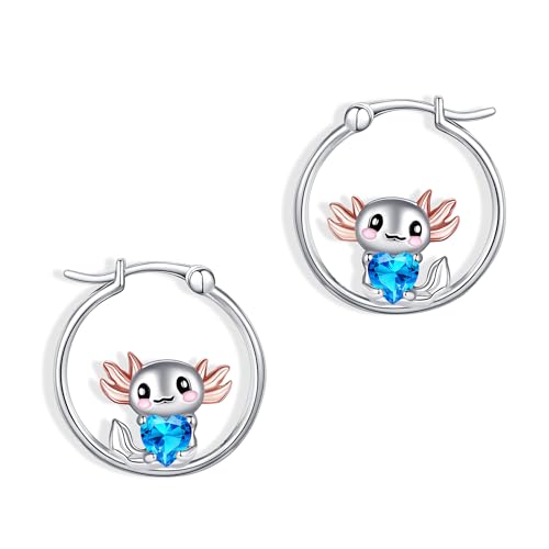 JERWLI Niedliche Axolotl-Ohrringe für Damen, 925er Sterlingsilber, Axolotl-Creolen, Axolotl-Schmuck, Geschenke für Damen JERWLI Niedliche Axolotl-Ohrringe für Damen, 925er Sterlingsilber, Axolotl-Creolen, Axolotl-Schmuck, Geschenke für Damen von JERWLI