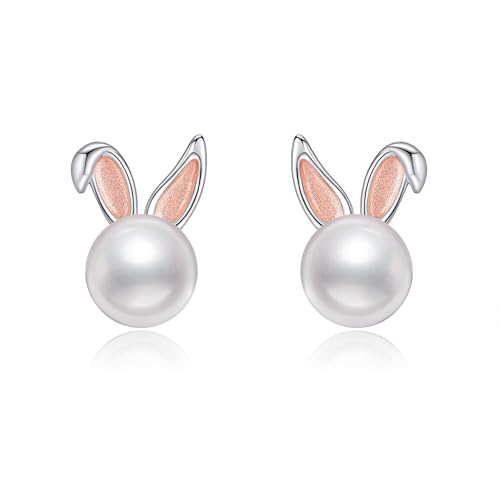 JERWLI Niedliche Hasen Ohrringe für Frauen 925 Sterling Silber Hasen Ohrringe Hasen Ohrstecker Ostern Schmuck Geschenke für Frauen Liebhaber Mutter von JERWLI