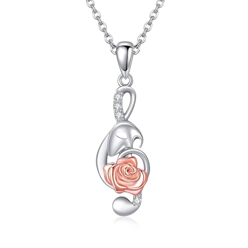 JERWLI Phantom der Oper Halskette S925 Sterling Silber Musik Note Neckalzes Phantom der Oper Maske Anhänger Schmuck Geschenke für Frauen Weiblich, Musical Fans Geschenke von JERWLI