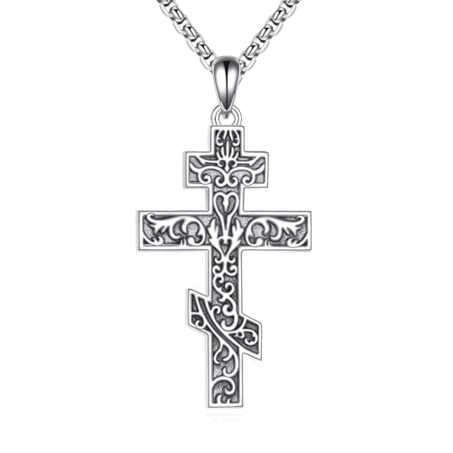 JERWLI Orthodoxe Kreuzkette 925er Sterlingsilber orthodoxer Kreuzanhänger Schmuck Geschenk für Männer und Frauen JERWLI Orthodoxe Kreuzkette 925er Sterlingsilber orthodoxer Kreuzanhänger Schmuck Geschenk für Männer und Frauen von JERWLI