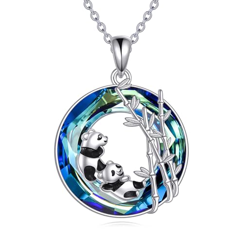 JERWLI Panda-Halskette aus 925 Sterling Silber, zwei Panda-Anhänger, Schmuckgeschenke für Frauen und Liebhaber. von JERWLI