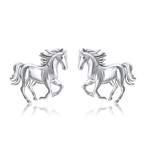 JERWLI Pferd Ohrringe 925 Sterling Silber Pferd Tier Ohrstecker Schmuck Geschenke für Frauen Pferd Liebhaber von JERWLI
