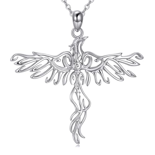 JERWLI Phönix-Halskette 925er Sterlingsilber keltischer Knotenanhänger irischer Phönix-Schmuck Geschenk für Frauen von JERWLI