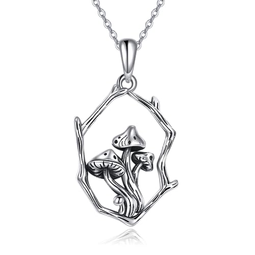 JERWLI Pilz Ketten 925 Sterling Silber Pilze Anhänger Halskette Pilz Schmuck Geschenke für Damen Frauen Mädchen Mama Natur Liebhaber von JERWLI