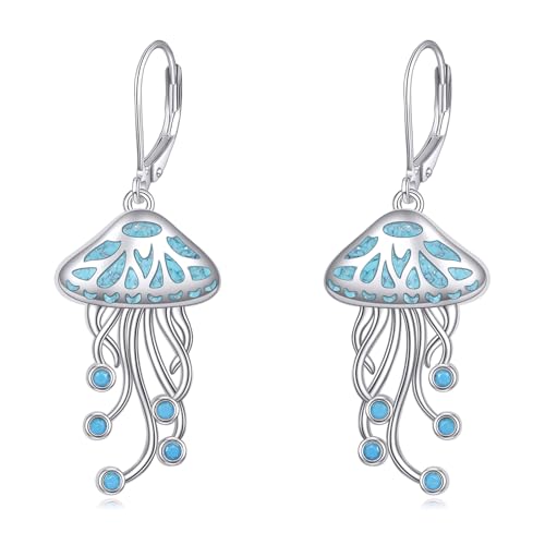 JERWLI Quallen-Ohrringe 925er Sterlingsilber Türkis Schmuck für Frauen von JERWLI