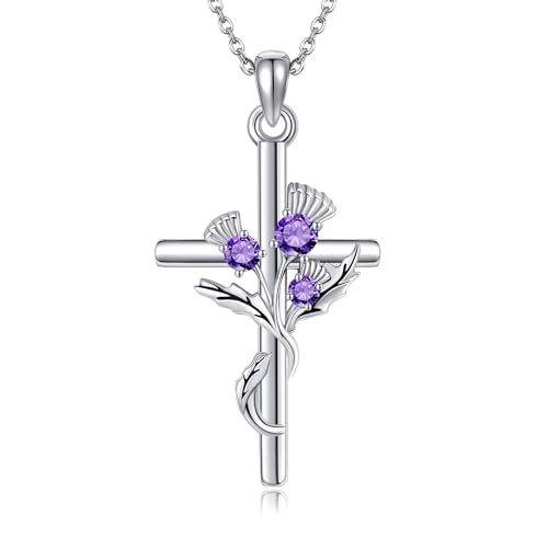 JERWLI Schottische Distelkette für Damen, 925er Sterlingsilber, Blumenanhänger, Schottische Distel, Schmuck, Geschenk für Frau und Partnerin JERWLI Schottische Distelkette für Damen, 925er Sterlingsilber, Blumenanhänger, Schottische Distel, Schmuck, Geschenk für Frau und Partnerin von JERWLI