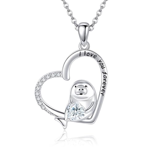 Seekuh Geschenke 925 Sterling Silber Seekuh Halskette Ozean Meeresleben Seekühe Anhänger Schmuck für Frauen Mädchen Seekuh Liebhaber von JERWLI