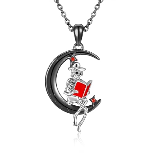JERWLI Skelett-Halskette aus 925er Sterlingsilber mit Gothic-Totenkopf-Anhänger, Gothic-Schmuck, Geschenk für Frauen JERWLI Skelett-Halskette aus 925er Sterlingsilber mit Gothic-Totenkopf-Anhänger, Gothic-Schmuck, Geschenk für Frauen von JERWLI