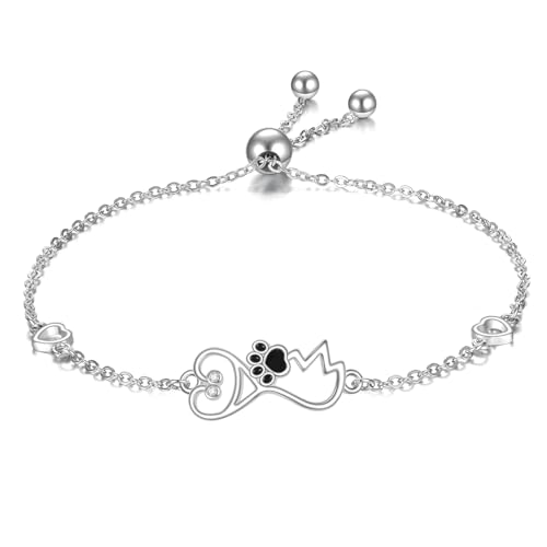 Stethoskop Armband 925 Sterling Silber Tierarzt Pfotenabdruck Krankenschwester Armband Pflege Schmuck Veterinärmedizin Abschluss Geschenke für Frauen Damen Weibliche Mütter Medizin Studentin Ärztin von JERWLI