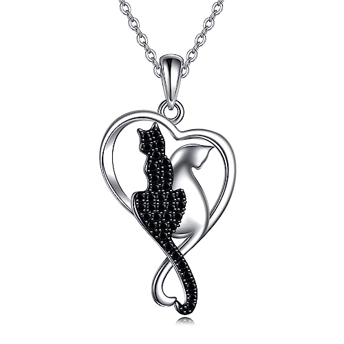 JERWLI Katzen Kette Silber 925 Schwarze Katzen Halskette Katze Schmuck Geschenke für Damen Mädchen Katzen Liebhaber Ehefrau JERWLI Katzen Kette Silber 925 Schwarze Katzen Halskette Katze Schmuck Geschenke für Damen Mädchen Katzen Liebhaber Ehefrau von JERWLI