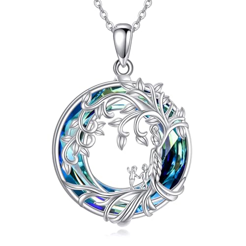 lebensbaum kette Baum des Lebens Halskette aus S925 Sterling Silber lebensbaum Anhänger Halskette Kristall Schmuck Geschenke für Damen von JERWLI