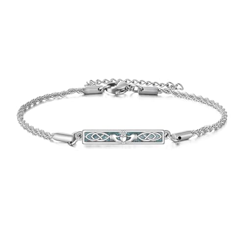 JERWLI Türkis Claddagh-Armband aus 925 Sterling Silber, Claddagh-Armband für Frauen, Schmuckgeschenk für Türkisliebhaber. von JERWLI