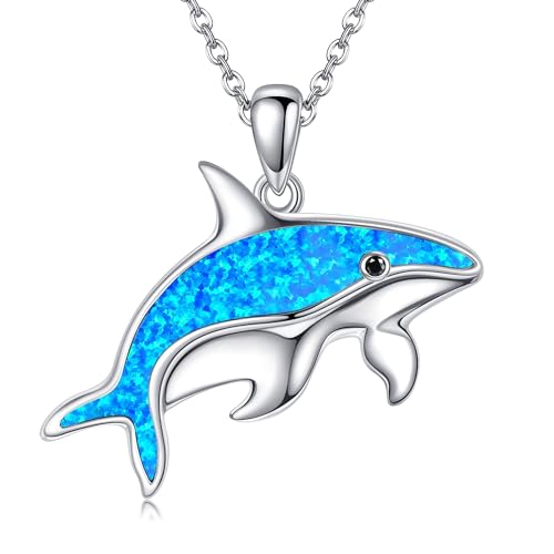 JERWLI Wal Halskette 925 Sterling Silber Wal Anhänger Halskette Wal Ozean Schmuck Geschenke für Wal Liebhaber Frauen von JERWLI