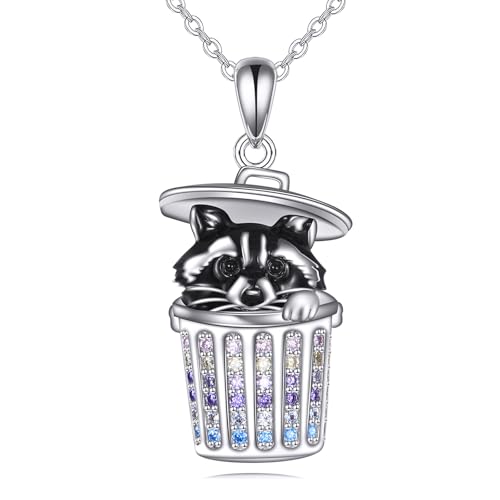 JERWLI Waschbär-Halskette aus 925er Sterlingsilber mit Waschbär-Anhänger Schmuck Geschenk für Frauen und Mütter von JERWLI
