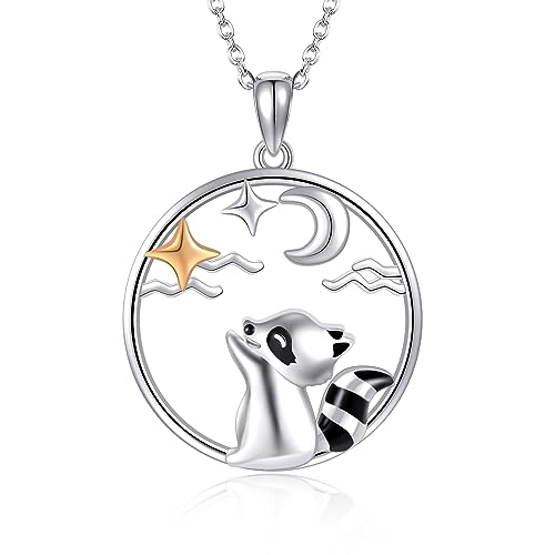 JERWLI Waschbär-Halskette für Damen, 925er-Sterlingsilber, Waschbär-Anhänger, Schmuck, Geschenk für Mädchen JERWLI Waschbär-Halskette für Damen, 925er-Sterlingsilber, Waschbär-Anhänger, Schmuck, Geschenk für Mädchen von JERWLI