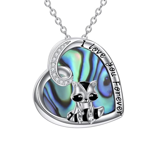 JERWLI Waschbär Halskette 925 Sterling Silber Waschbär Anhänger Schmuck Geschenk für Damen und Mädchen von JERWLI