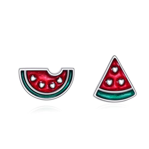 JERWLI Wassermelone Ohrringe 925 Sterling Silber Wassermelone Obst Ohrstecker Schmuck Geschenke für Frauen Wassermelone Liebhaber von JERWLI