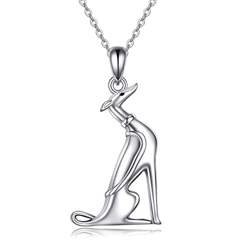 JERWLI Greyhound Halskette 925 Sterling Silber Greyhound Schmuck Greyhound Geschenke Greyhound Halskette für Mädchen Frauen Hund Halskette Hund Schmuck Haustier Geschenke (Windhund) von JERWLI