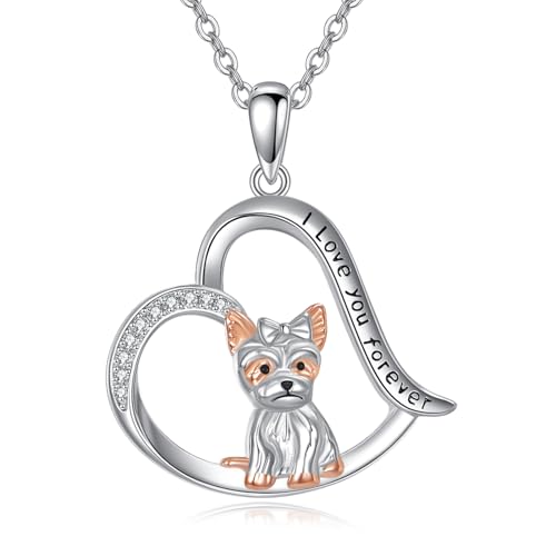 JERWLI Yorkie-Halskette 925er Sterlingsilber Hundeanhänger Yorkie-Schmuck Geschenke für Frauen Geliebte Mütter von JERWLI