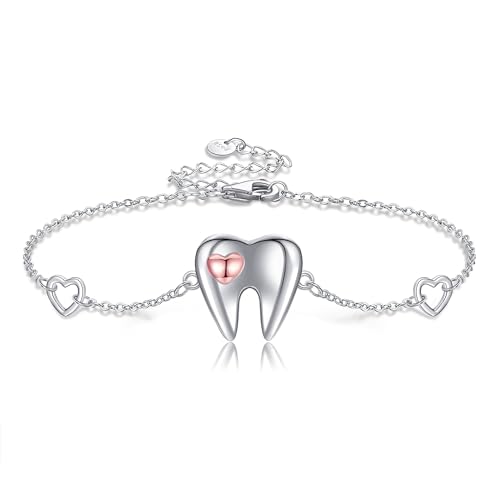 JERWLI Zahn Armband 925 Sterling Silber Zahn Schmuck Geschenke für Frauen Mädchen von JERWLI