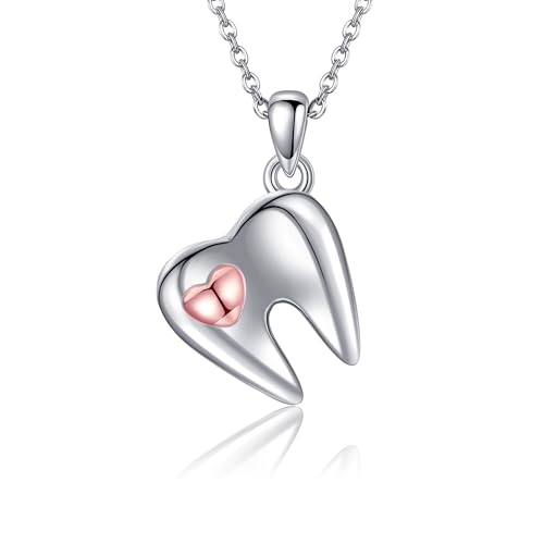 JERWLI Zahn Halskette 925 Sterling Silber Zahn Anhänger Schmuck Geschenke für Frauen Mädchen von JERWLI