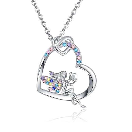 JERWLI Zahnfee Halskette für Mädchen 925 Sterling Silber Zahnfee Anhänger Halskette Geburtstagsgeschenke Herz Zahnfee Schmuck von JERWLI