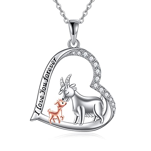 JERWLI Ziege Kette 925 Sterling Silber Nette Herz Ziege Anhänger Halskette Ziege Schmuck Tier Geschenk für Damen Mädchen Mutter Tochter Weihnachten Geburtstag JERWLI Ziege Kette 925 Sterling Silber Nette Herz Ziege Anhänger Halskette Ziege Schmuck Tier Geschenk für Damen Mädchen Mutter Tochter Weihnachten Geburtstag von JERWLI