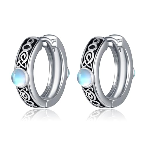 Keltische Hoop Ohrringe 925 Sterling Silber Mondstein Keltische Hoop Ohrringe Keltische Schmuck Geschenke für Frauen von JERWLI