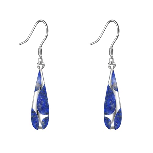 Lapis Lazuli Vintage Ohrringe S925 Sterling Silber Marine Blaue Hängende Ohrringe Königs Blaue Tropfen Ohrring Natürlicher Lapis Schmuck für Damen Frauen Mütter Geschenke von JERWLI