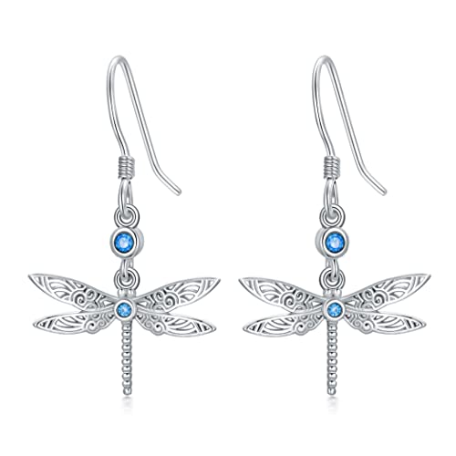 Libelle Ohrringe Drop Ohrringe 925 Sterling Silber Libelle Ohrringe Drop Dangle Schmuck Geschenke für Frauen Mädchen von JERWLI