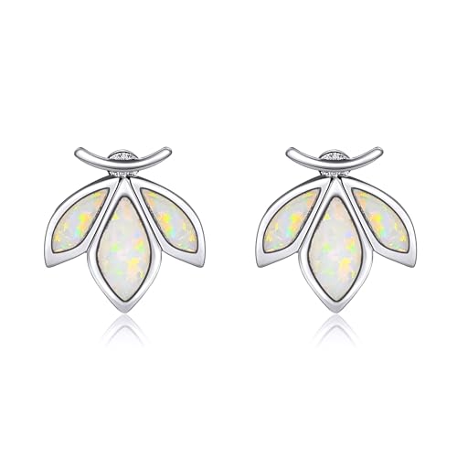 Lotus Ohrringe 925 Sterling Silber Opal Blume Lotus Bar Ohrstecker Lotus Schmuck Geschenke für Damen Frauen Mädchen von JERWLI