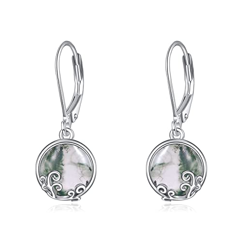 Moos Achat Ohrringe Sterling Silber Moos Achat Filigrane Ohrringe Leverback Dangle Schmuck Ohrringe für Frauen Mädchen von JERWLI