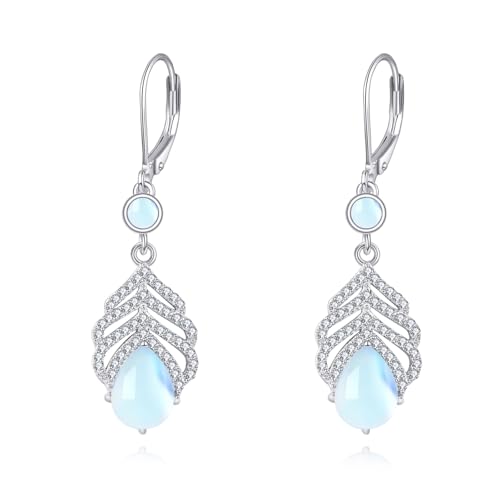 Mondstein-Ohrringe aus 925 Sterling Silber, Mondstein-Schmuckgeschenke für Frauen und Liebhaber. von JERWLI