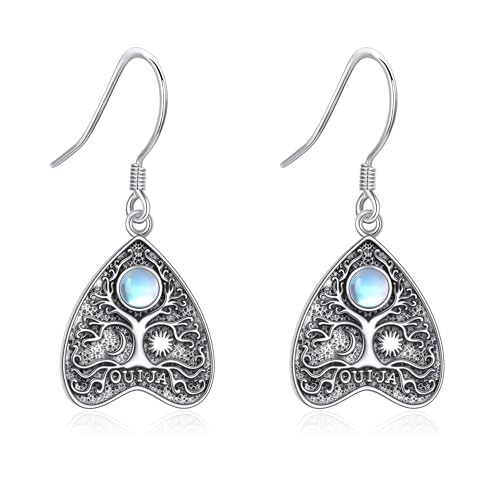 Ouija Board Brett Ohrringe S925 Sterling Silber Mondstein Ouija Hexen Hängende Tropfen Ohrringe Gothischer Schmuck Gruselige Geschenke für Damen Frauen Wicca von JERWLI