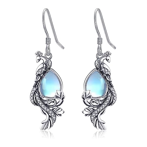 Phoenix Ohrringe Sterling Silber Mondstein Phoenix Dangle Drop Ohrringe Phoenix Schmuck Geschenke für Frauen Mädchen von JERWLI