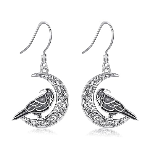 Raven Drop Ohrringe 925 Sterling Silber Raven Crow Schmuck Geschenk für Frauen Mädchen von JERWLI