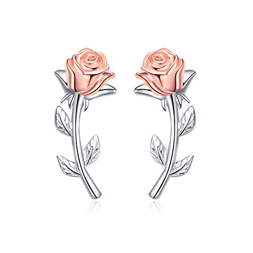 Rosen Ohrstecker Silber 925 Rose Ohrringe Rosa Rosen Schmuck Geschenk für Damen Mädchen Mutter von JERWLI